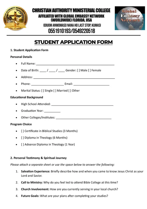 Preview of CAMC's paper application
